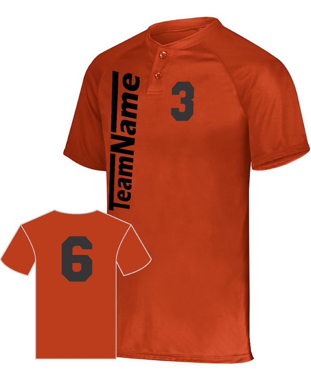 Augusta Youth Attain 2-Button Custom Baseball Jersey, color: Orange