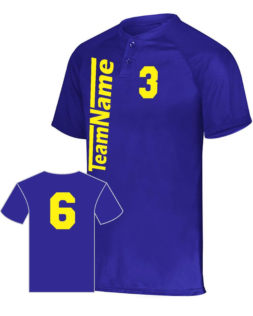Augusta Youth Attain 2-Button Custom Baseball Jersey, color: Purple