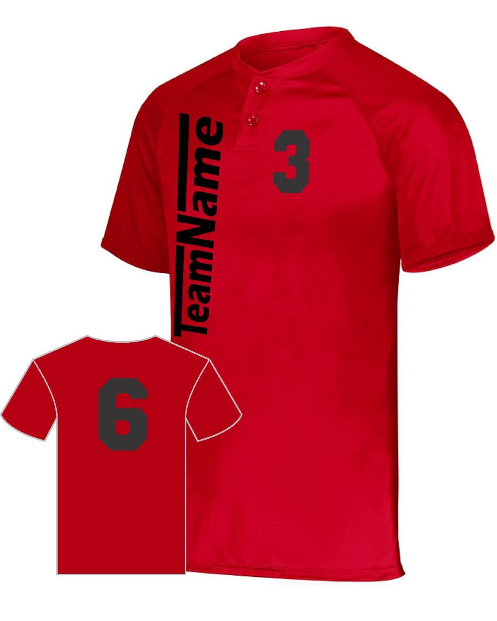 Augusta Youth Attain 2-Button Custom Baseball Jersey, color: Red