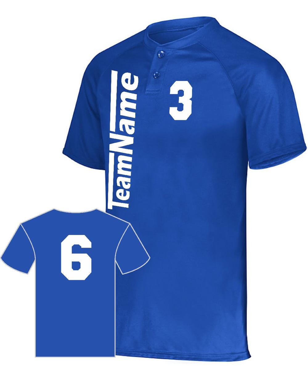 Augusta Youth Attain 2-Button Custom Baseball Jersey, color: Royal