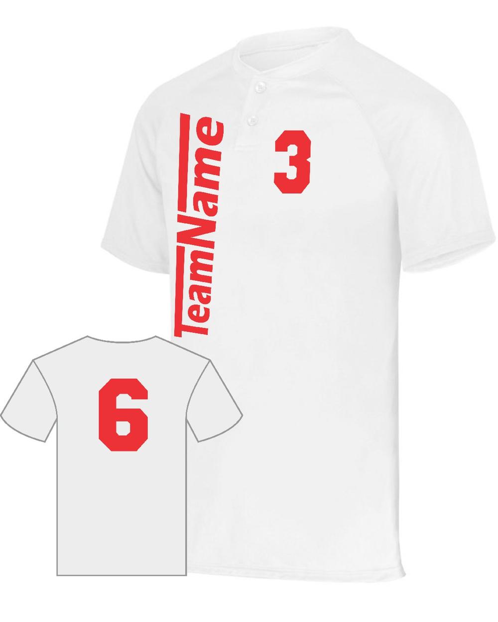 Augusta Youth Attain 2-Button Custom Baseball Jersey, color: White