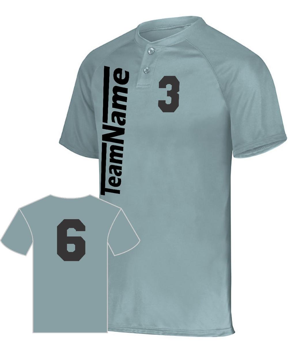 Augusta Attain 2-Button Custom Baseball Jersey, color: Blue Grey