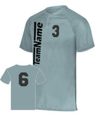 Augusta Attain 2-Button Custom Baseball Jersey, color: Blue Grey