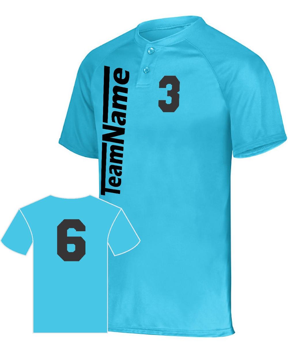 Augusta Youth Attain 2-Button Custom Baseball Jersey, color: Power Blue