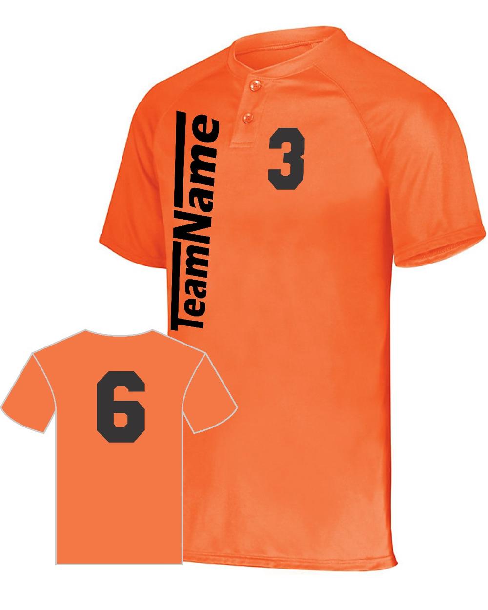Augusta Youth Attain 2-Button Custom Baseball Jersey, color: Power Orange