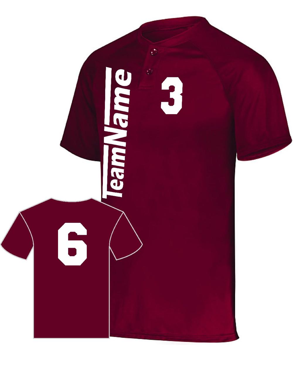 Augusta Youth Attain 2-Button Custom Baseball Jersey, color: Cardinal
