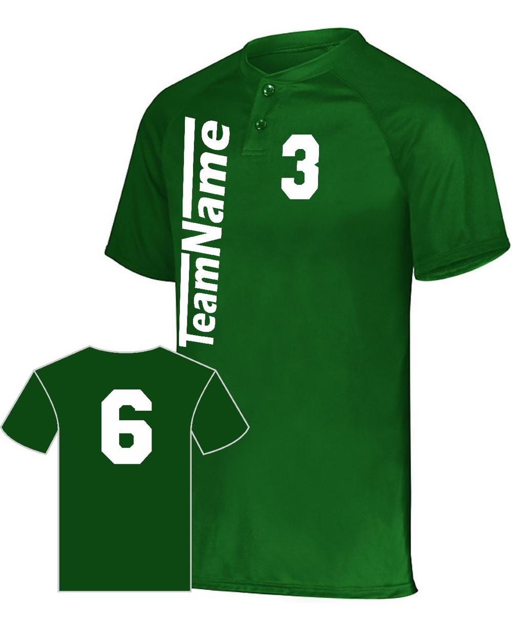 Augusta Youth Attain 2-Button Custom Baseball Jersey, color: Dark Green