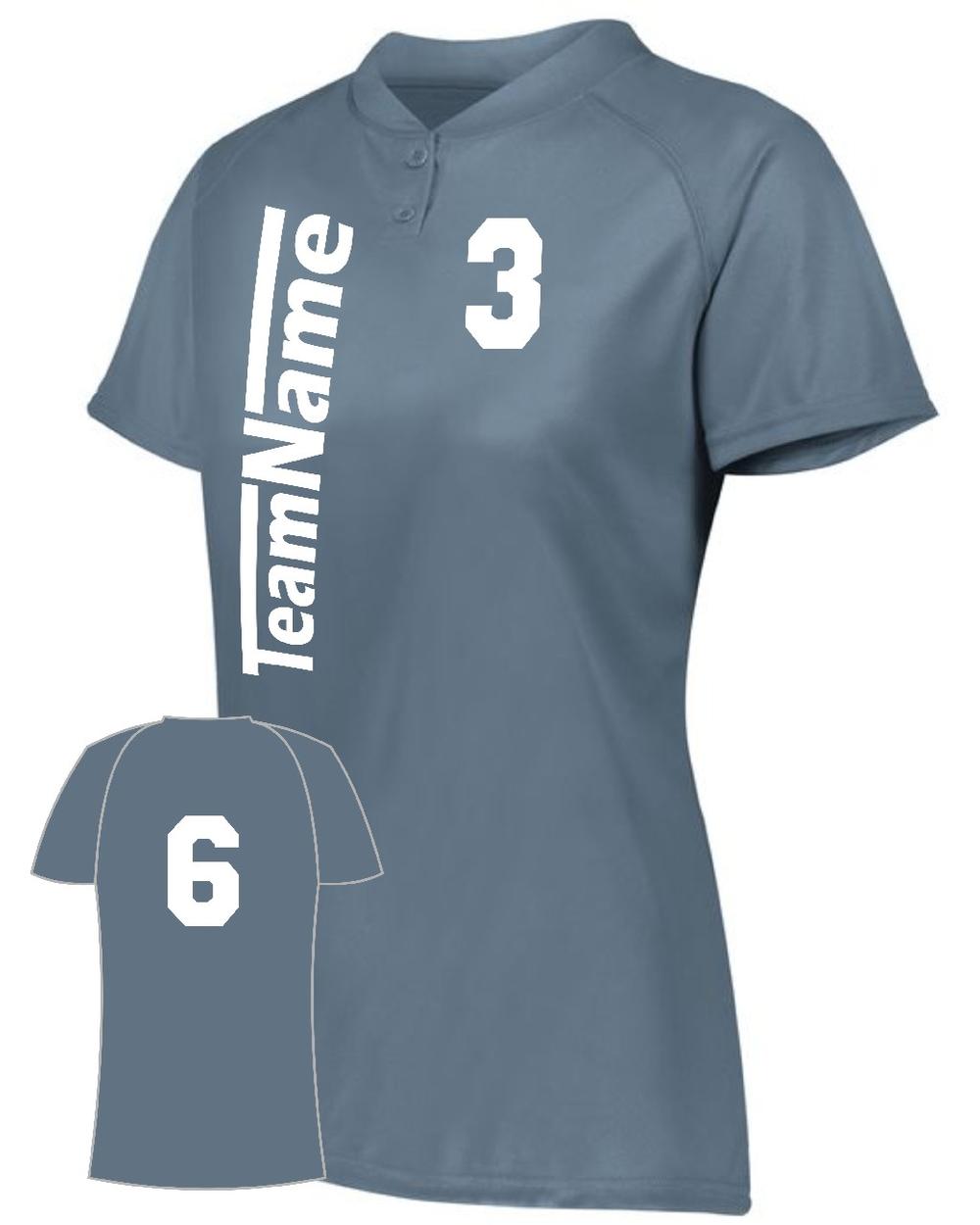 Augusta Women's Attain 2-Button Custom Softball Jersey, color: Graphite