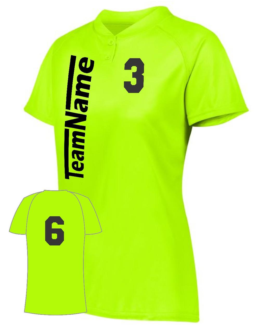 Augusta Women's Attain 2-Button Custom Softball Jersey, color: Lime