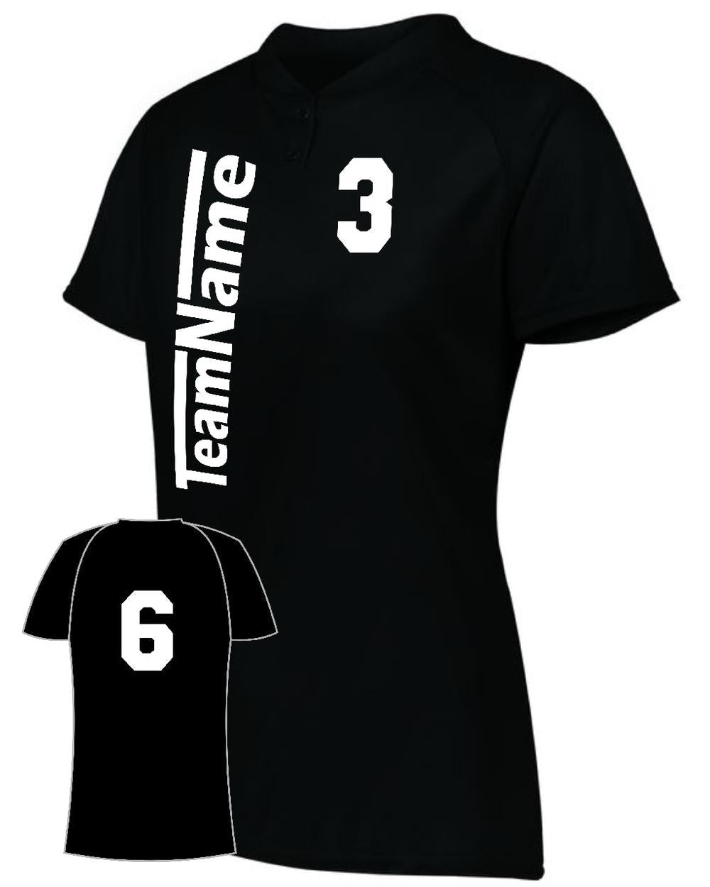 Augusta Women's Attain 2-Button Custom Softball Jersey, color: Black