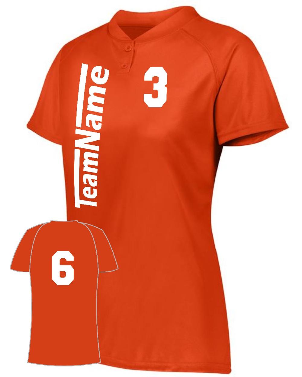 Augusta Women's Attain 2-Button Custom Softball Jersey, color: Orange