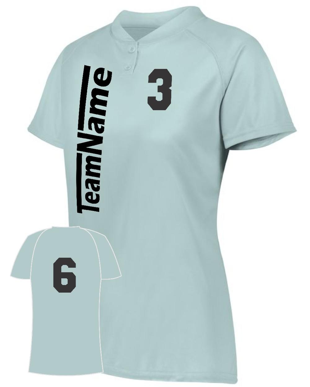 Augusta Women's Attain 2-Button Custom Softball Jersey, color: Silver