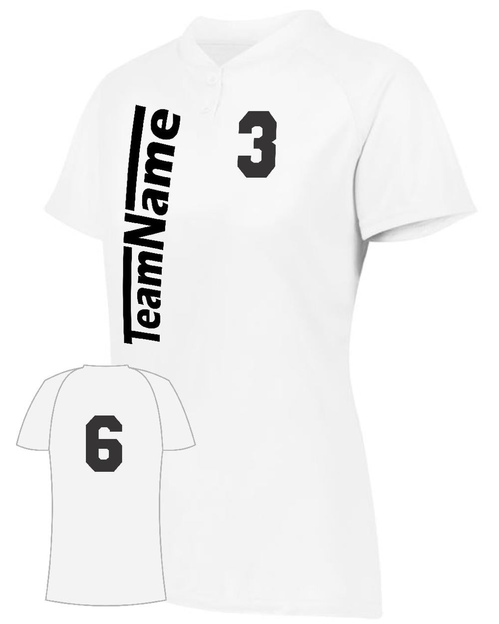 Augusta Women's Attain 2-Button Custom Softball Jersey, color: White