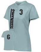 Augusta Attain 2-Button Custom Softball Jersey, color: Blue Grey