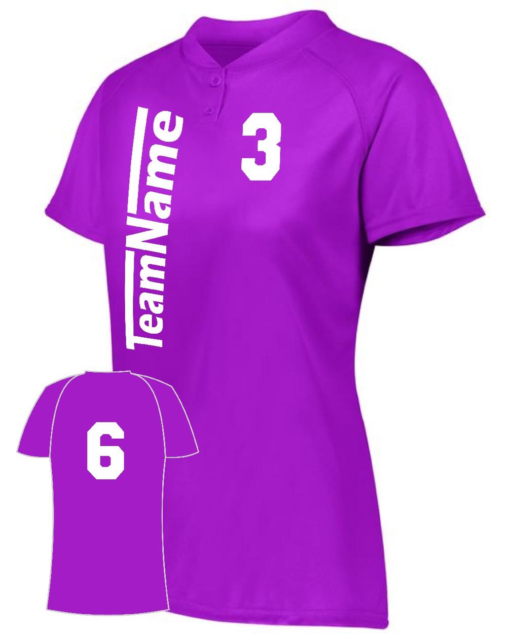 Augusta Attain 2-Button Custom Softball Jersey, color: Power Pink