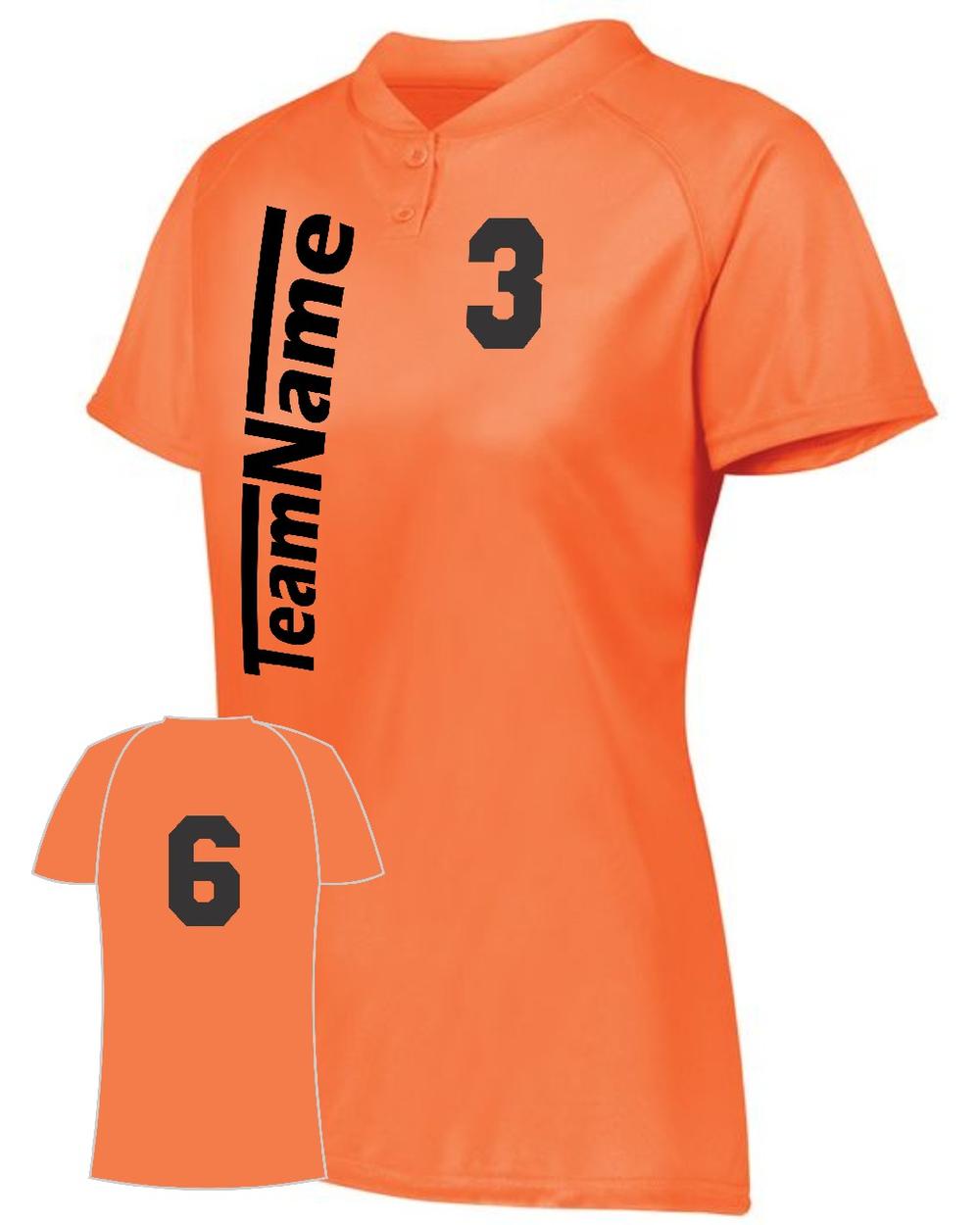 Augusta Women's Attain 2-Button Custom Softball Jersey, color: Power Orange
