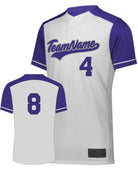 Augusta Closer 2-Button Custom Baseball Jersey, color: White/Purple