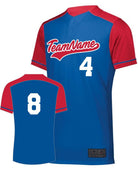 Augusta Closer 2-Button Custom Baseball Jersey, color: Royal/Scarlet