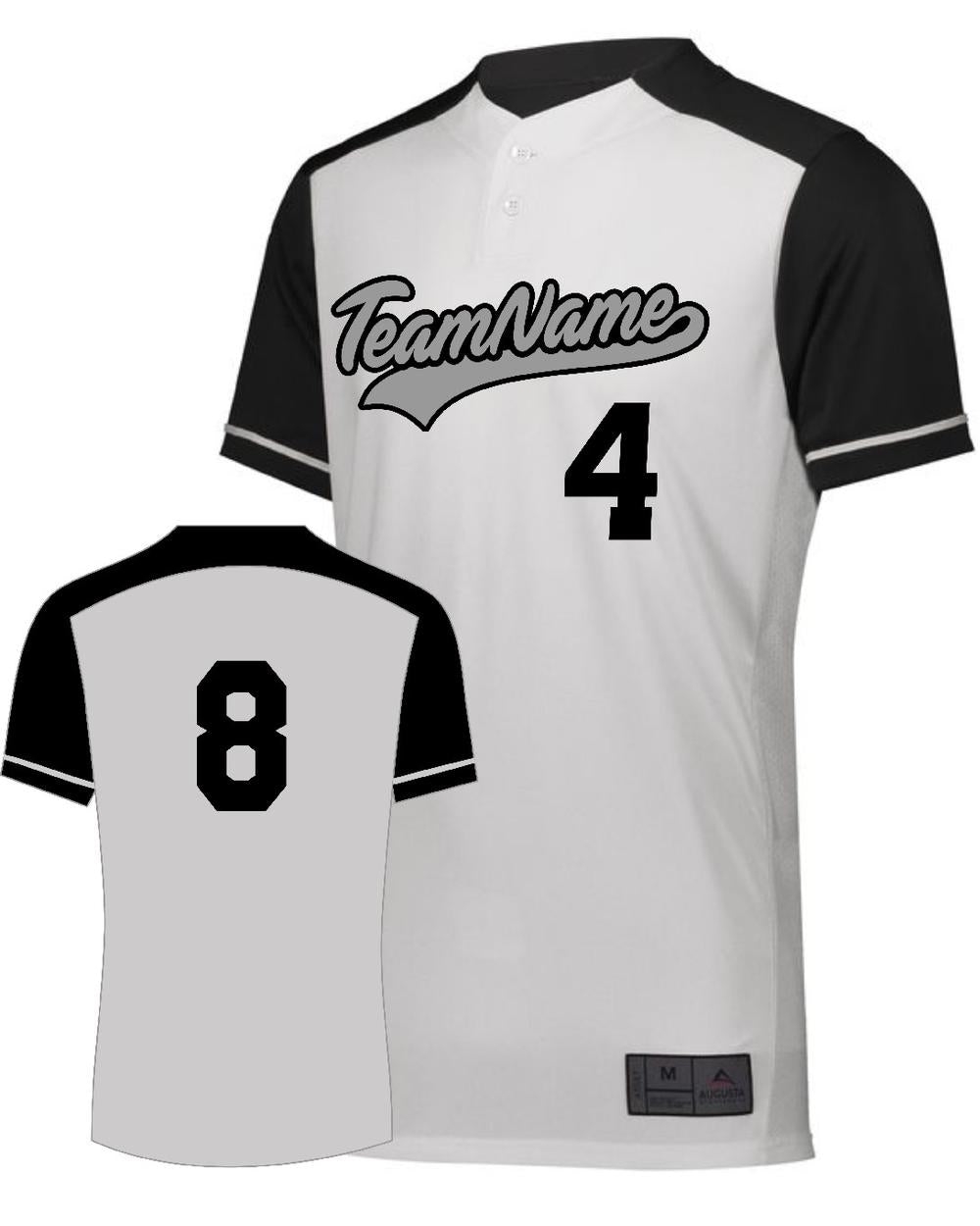 Augusta Youth Closer 2-Button Custom Baseball Jersey, color: White/Black