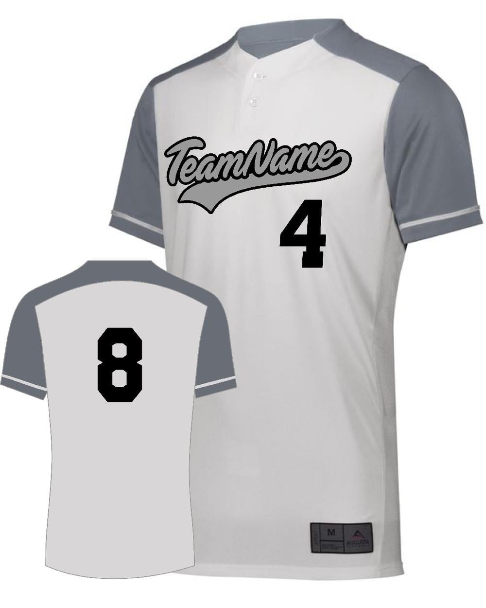 Augusta Youth Closer 2-Button Custom Baseball Jersey, color: White/Graphite