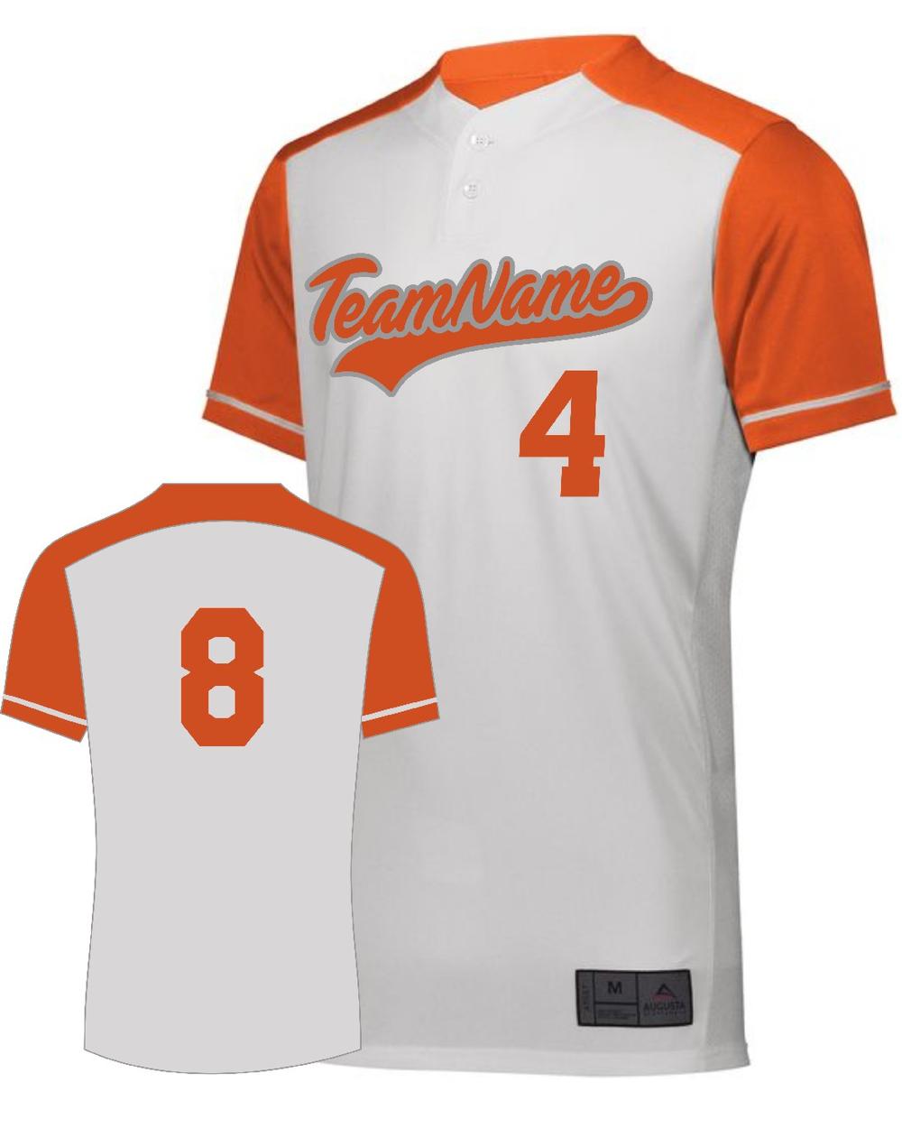 Augusta Youth Closer 2-Button Custom Baseball Jersey, color: White/Orange