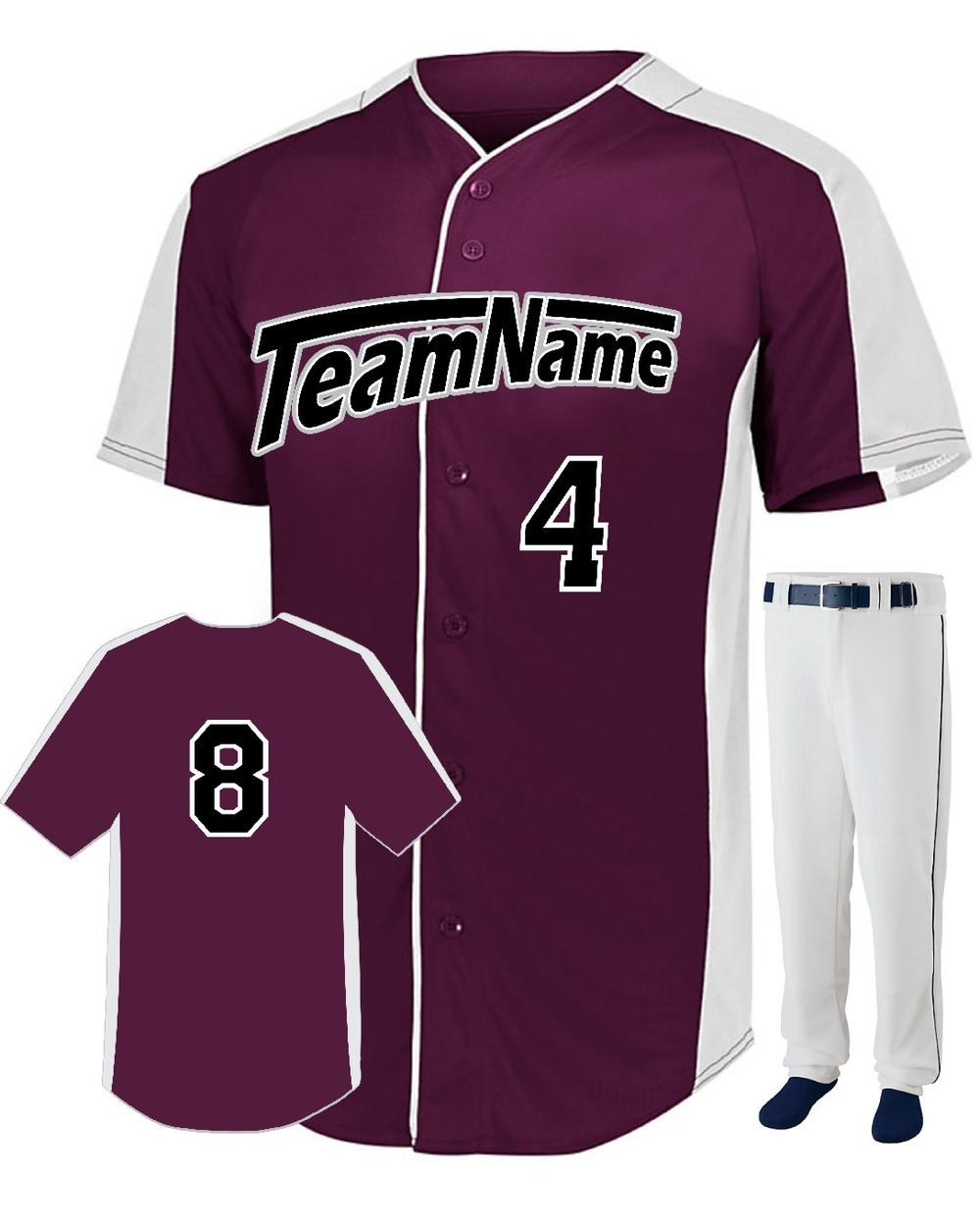 Augusta FirstBase Custom Baseball Uniform, color: Maroon/White