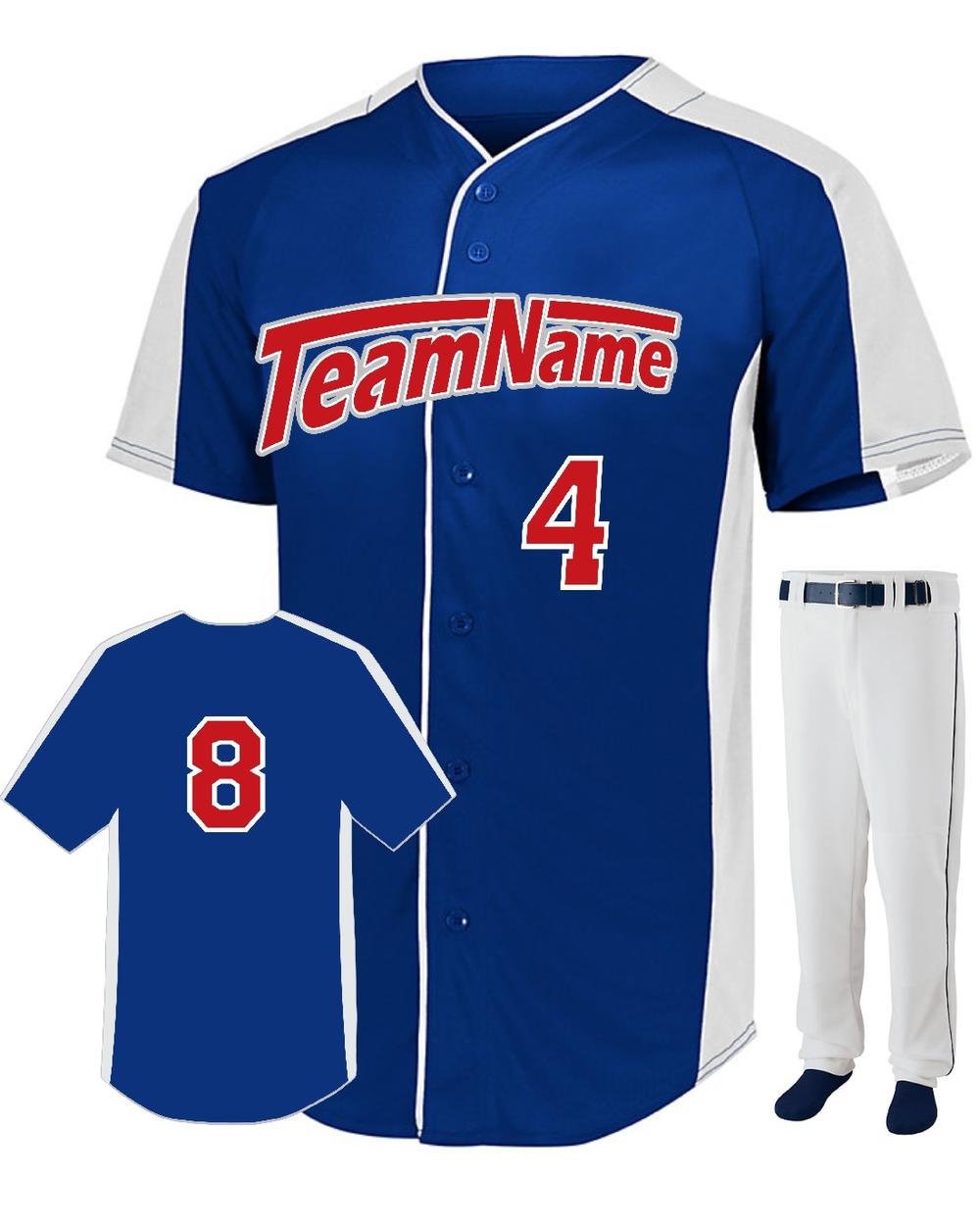 Augusta FirstBase Custom Baseball Uniform, color: Navy/White