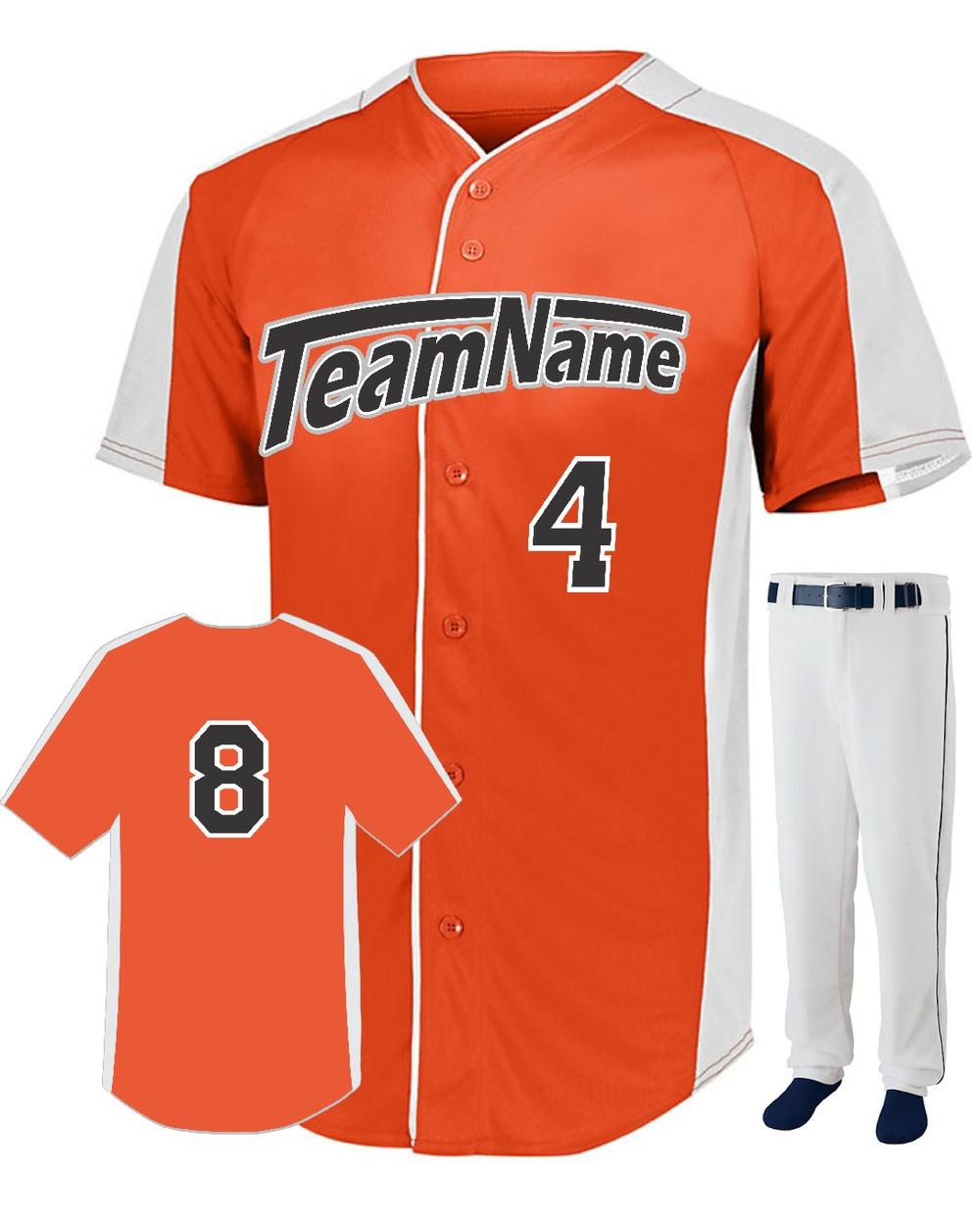 Augusta FirstBase Custom Baseball Uniform, color: Orange/White