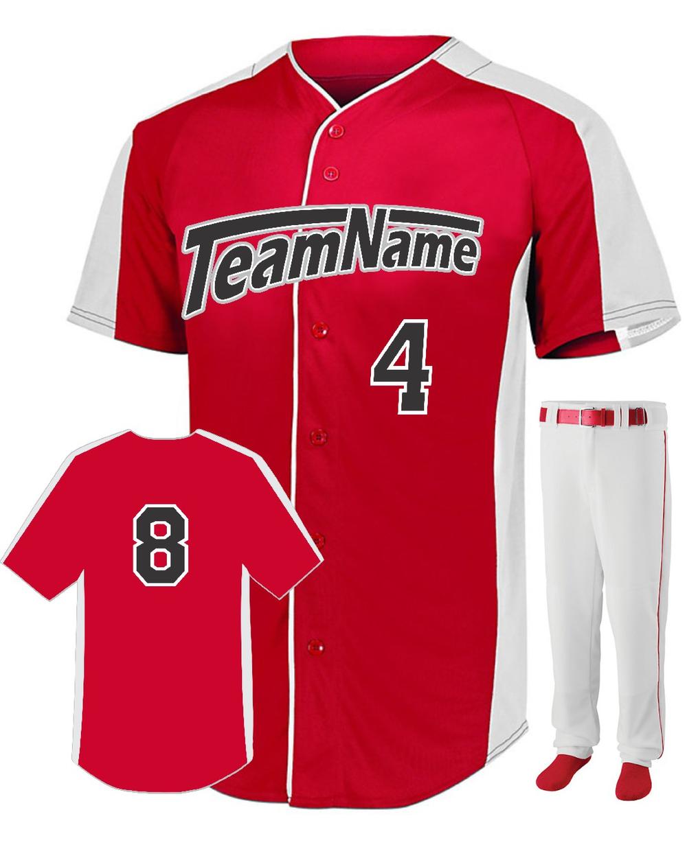 Augusta FirstBase Custom Baseball Uniform, color: Red/White