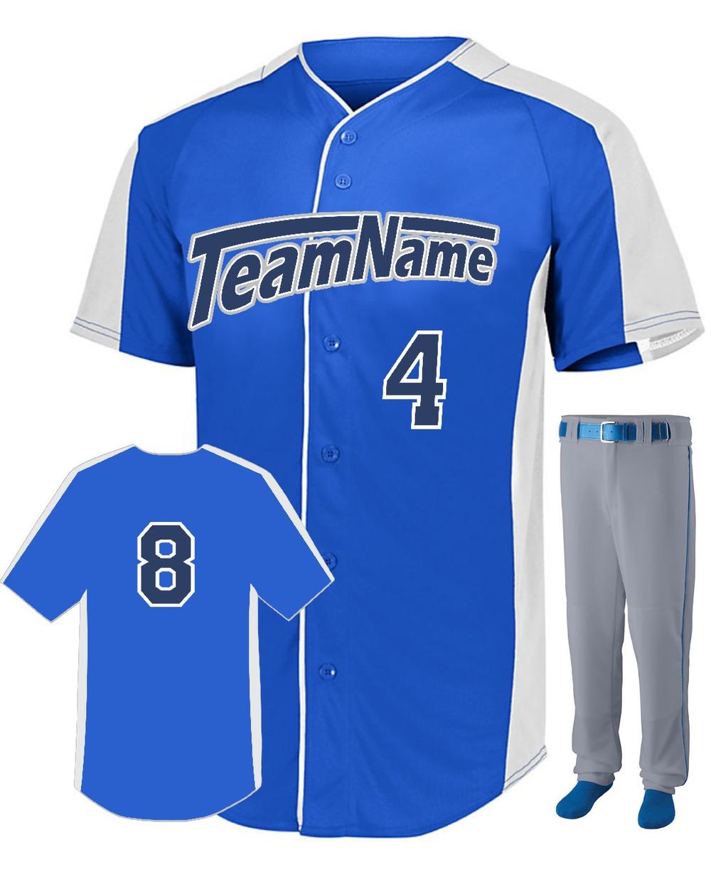 Augusta FirstBase Custom Baseball Uniform, color: Royal/White