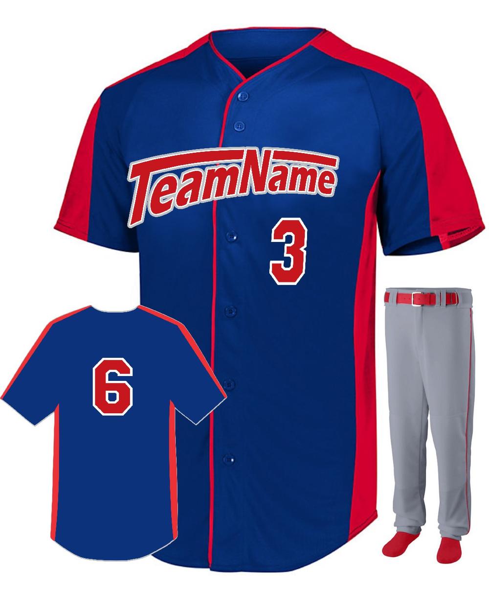 Augusta Youth FirstBase Custom Baseball Uniform, color: Navy/Red