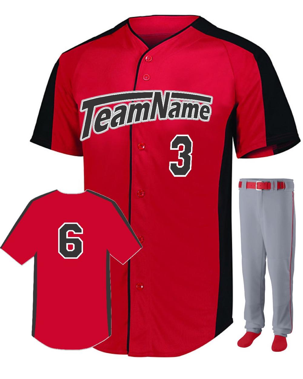 Augusta Youth FirstBase Custom Baseball Uniform, color: Red/Black