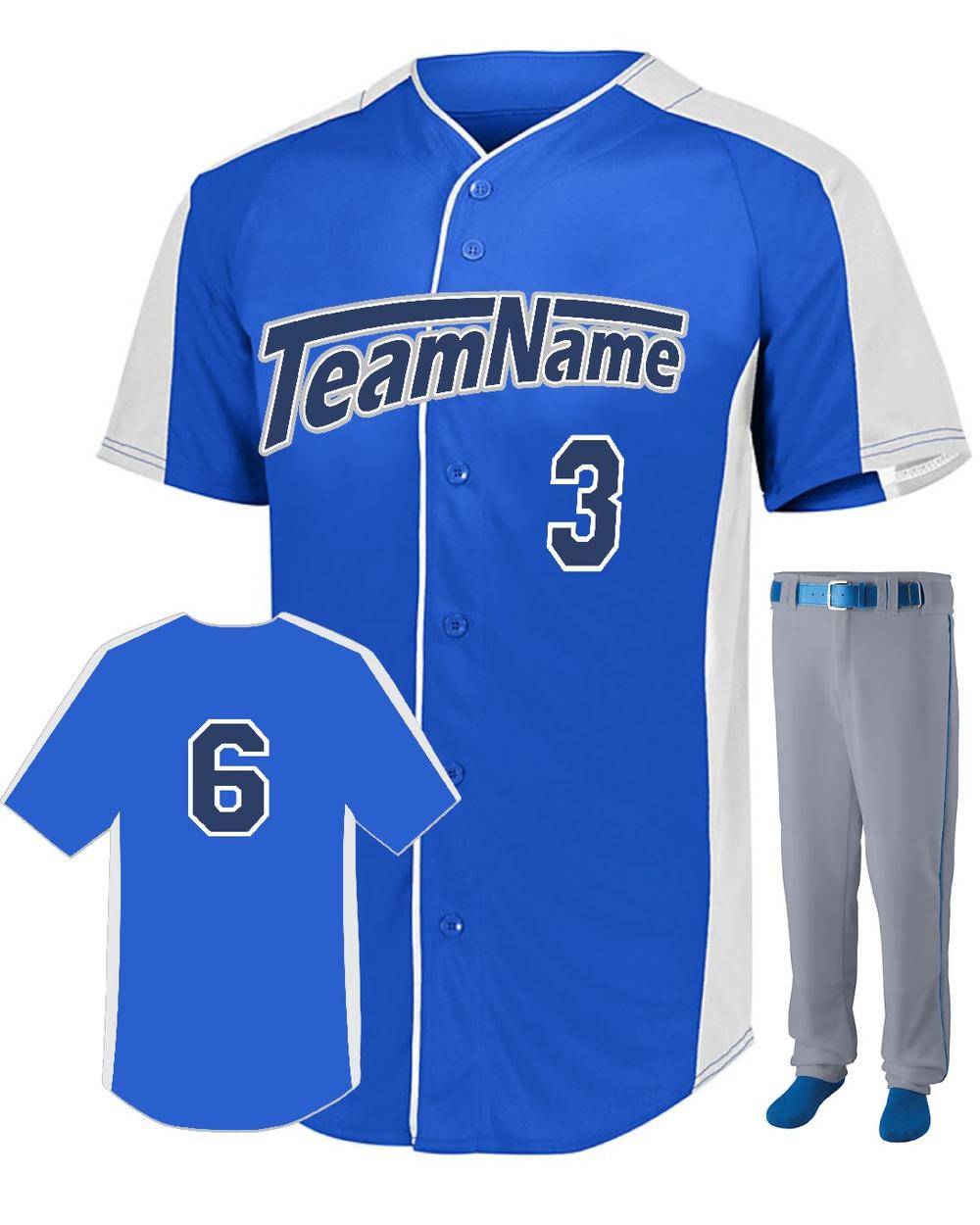 Augusta FirstBase Custom Baseball Uniform, color: Royal/White