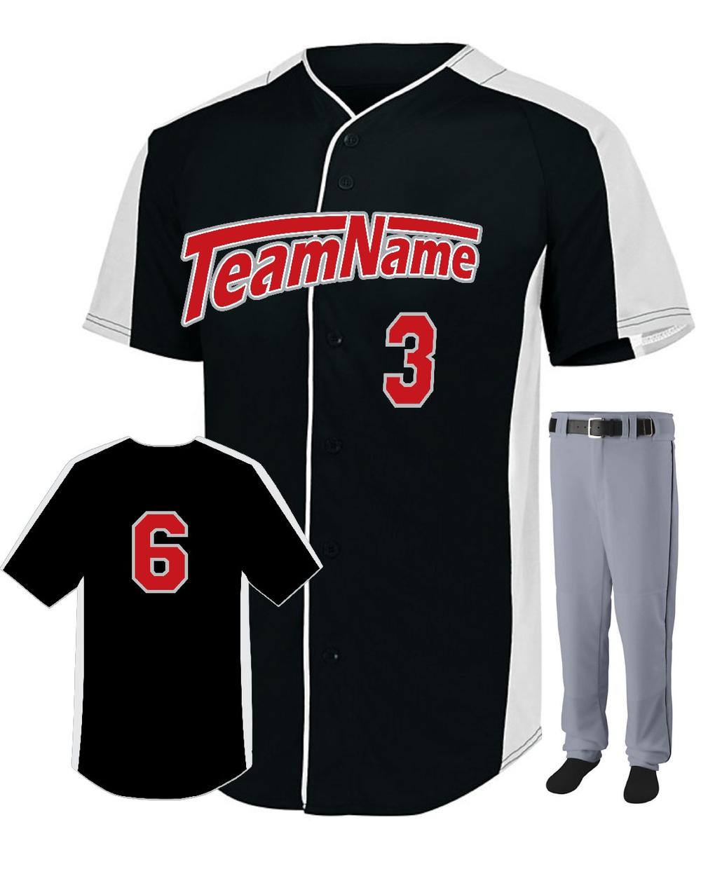 Augusta Youth FirstBase Custom Baseball Uniform, color: Black/White