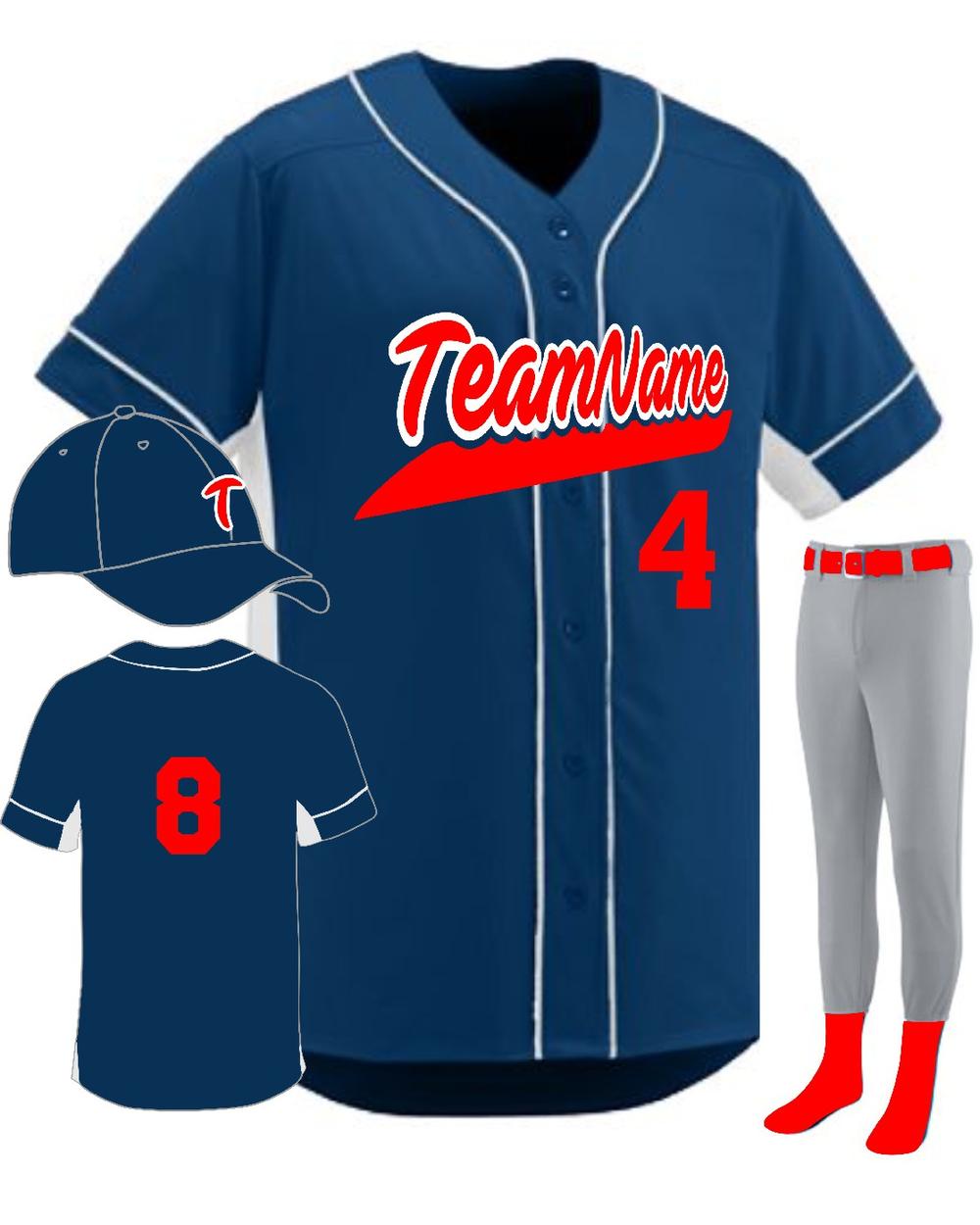 Augusta Youth Custom Slugger Baseball Uniform, color: Navy/White