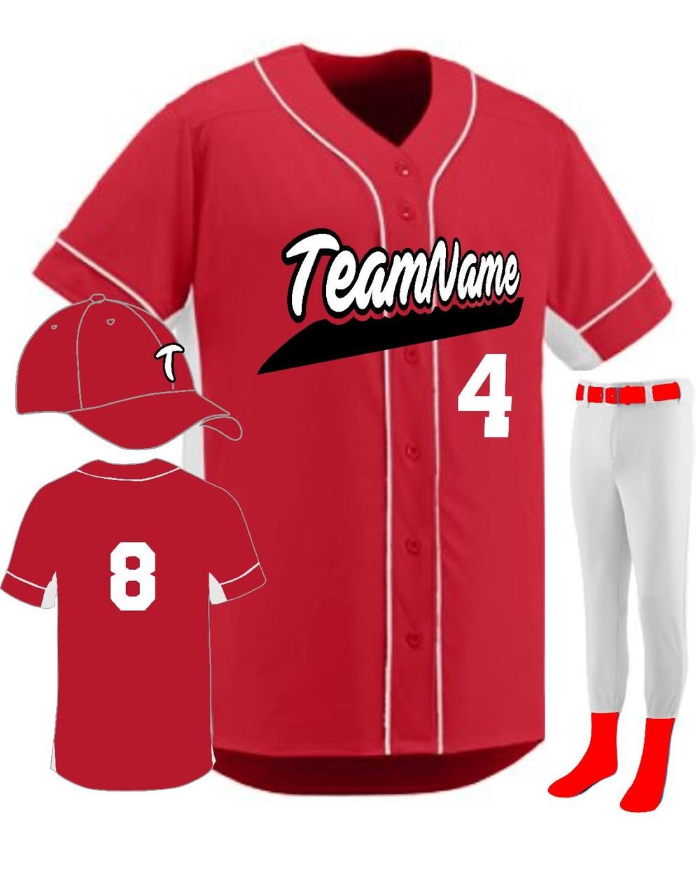 Augusta Youth Custom Slugger Baseball Uniform, color: Red/White