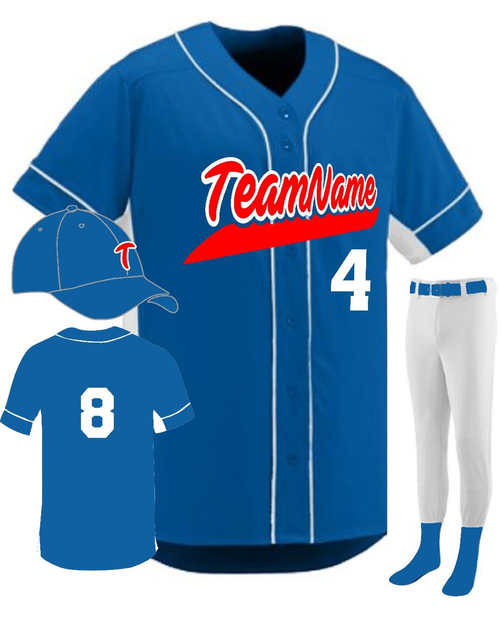 Augusta Youth Custom Slugger Baseball Uniform, color: Royal/White