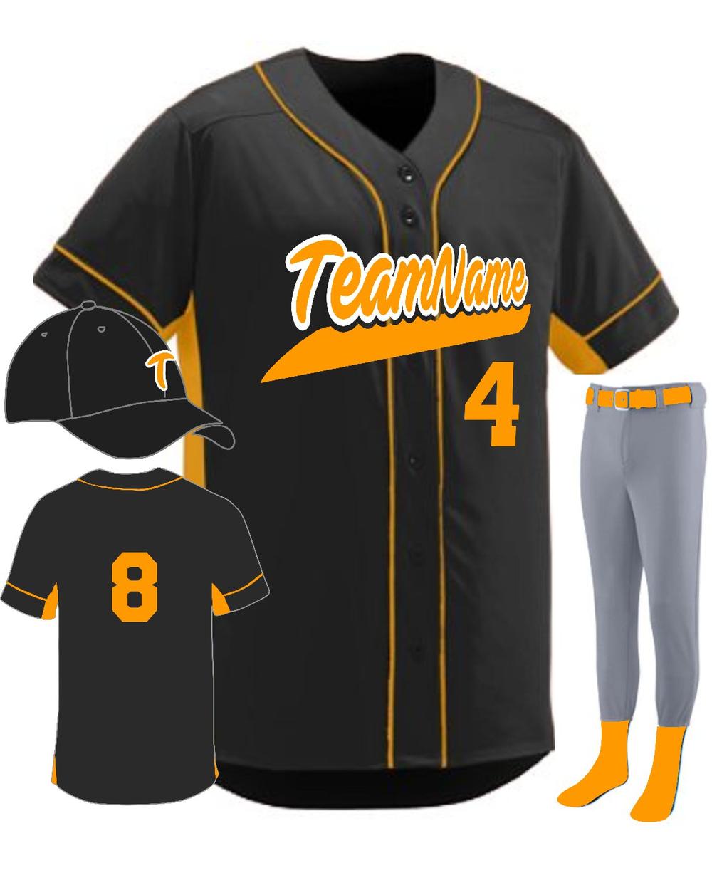 Augusta Youth Custom Slugger Baseball Uniform, color: Black/Gold