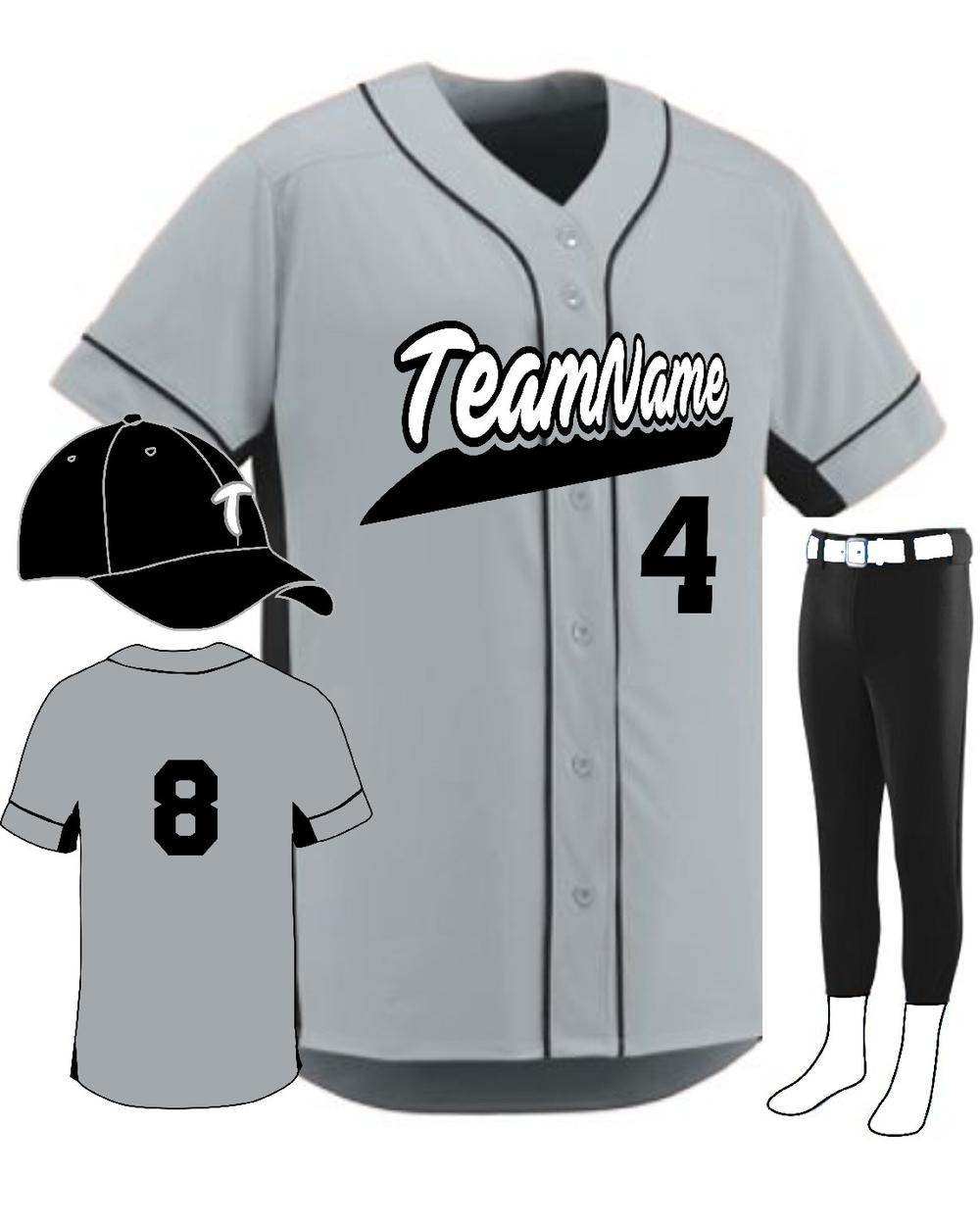 Augusta Youth Custom Slugger Baseball Uniform, color: Silver/Black