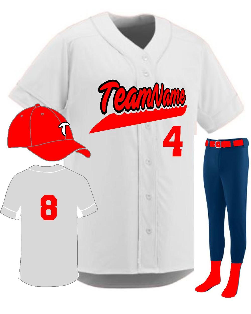 Augusta Youth Custom Slugger Baseball Uniform, color: White/White