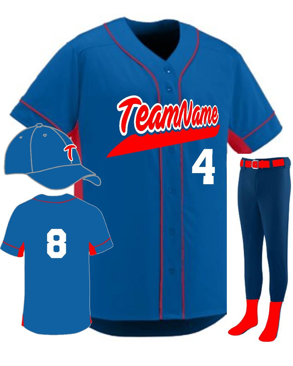 Augusta Youth Custom Slugger Baseball Uniform, color: Royal/Red