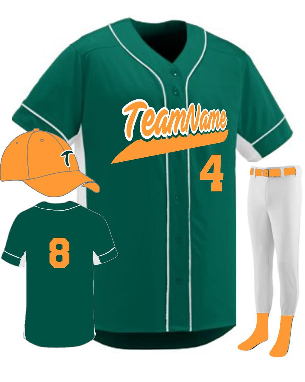 Augusta Youth Custom Slugger Baseball Uniform, color: Dark Green/White