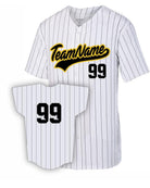 Augusta Pinstrip Full-Button Custom Baseball Jersey, color: White/Black