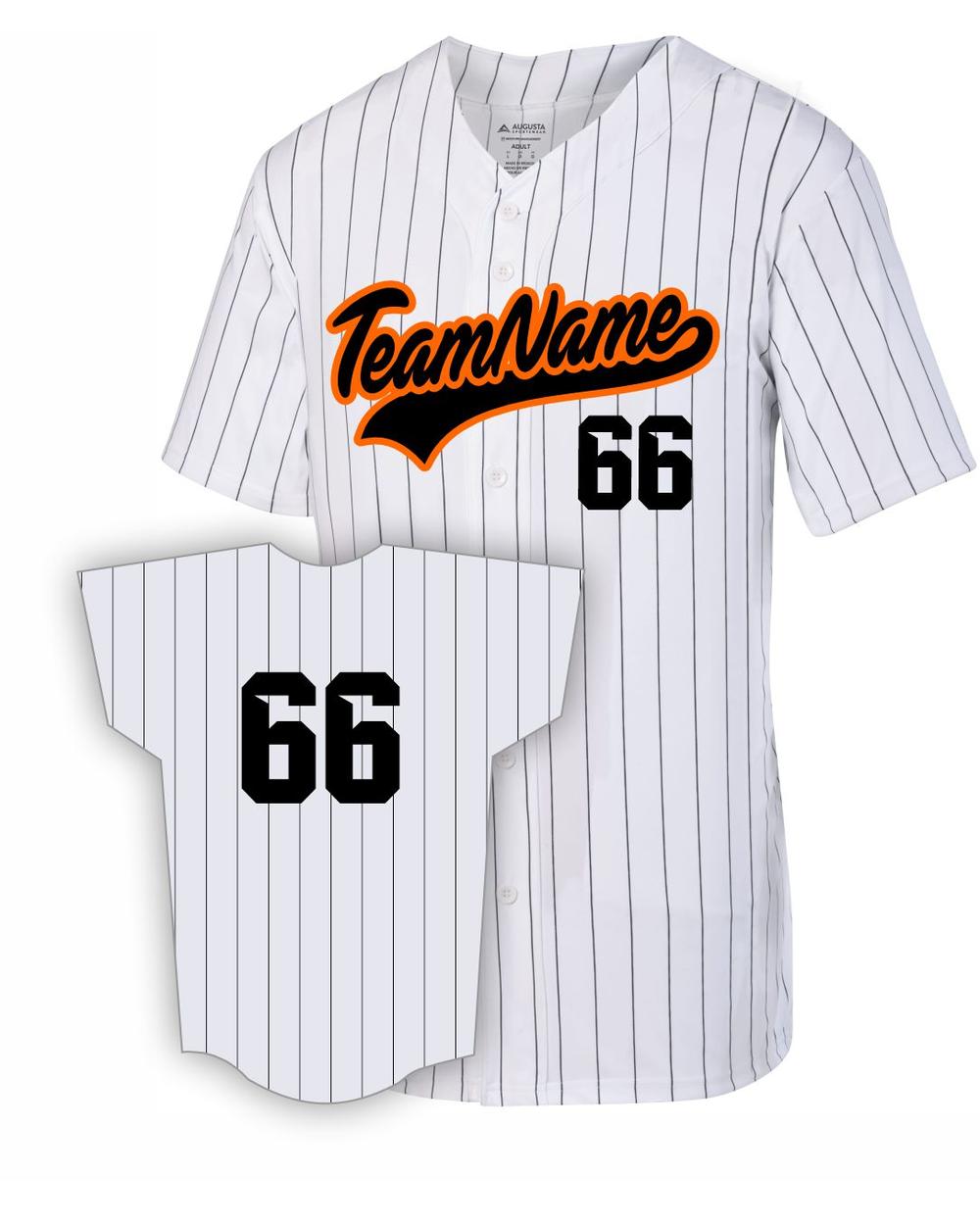 Augusta Youth Pinstrip Full-Button Custom Baseball Jersey, color: White/Black