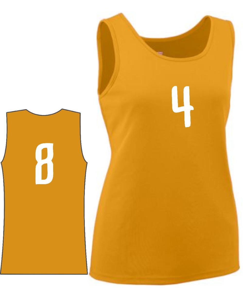 Augusta Women's Value Training Numbered Basketball Jersey, color: Gold