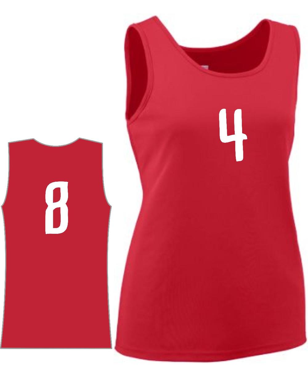 Augusta Women's Value Training Numbered Basketball Jersey, color: Red