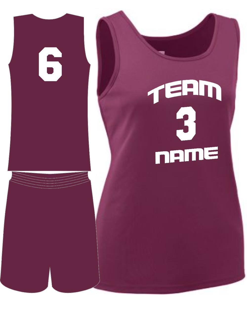 Augusta Girls Custom Value Training Basketball Uniform, color: Maroon