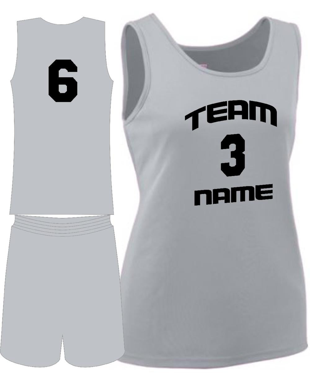 Augusta Girls Custom Value Training Basketball Uniform, color: Silver Grey