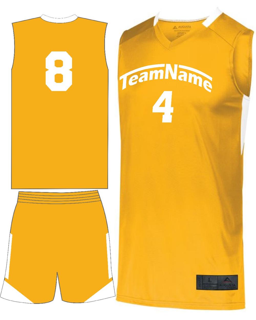 Augusta Step-Back Custom Basketball Uniform, color: Gold/White