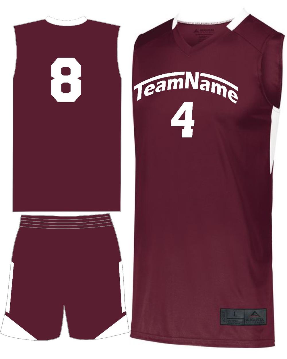Augusta Step-Back Custom Basketball Uniform, color: Maroon/White